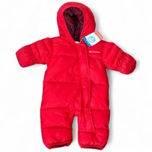 NWT Columbia Snuggly Bunny Bunting Red Infant Snowsuit 0-3 Months Down Insulated